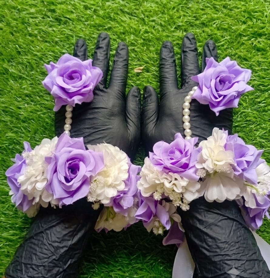 Lilac Purple White Artificial Flower Gajra