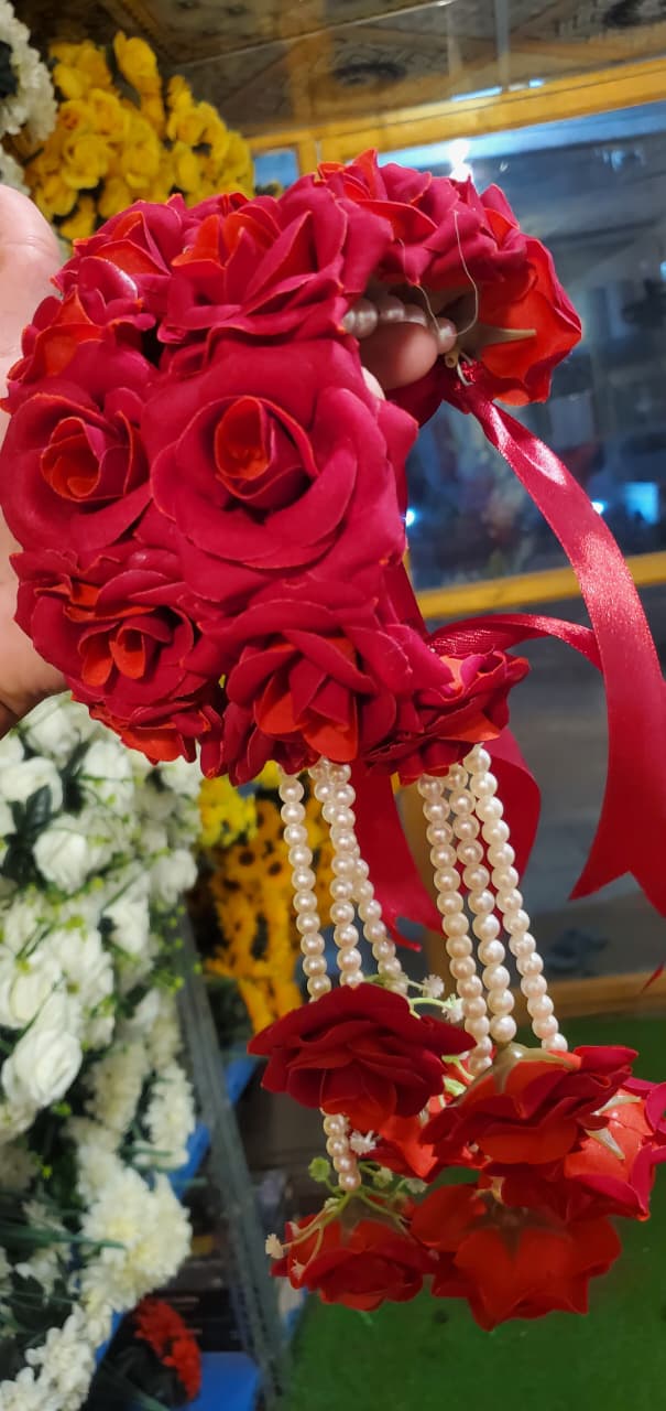 Red Flower Gajra pair for Barat
