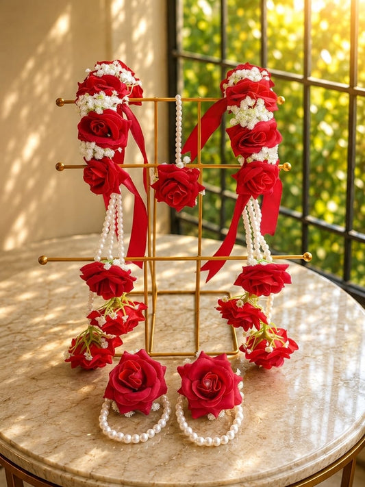 Bridal Red Artificial flower set