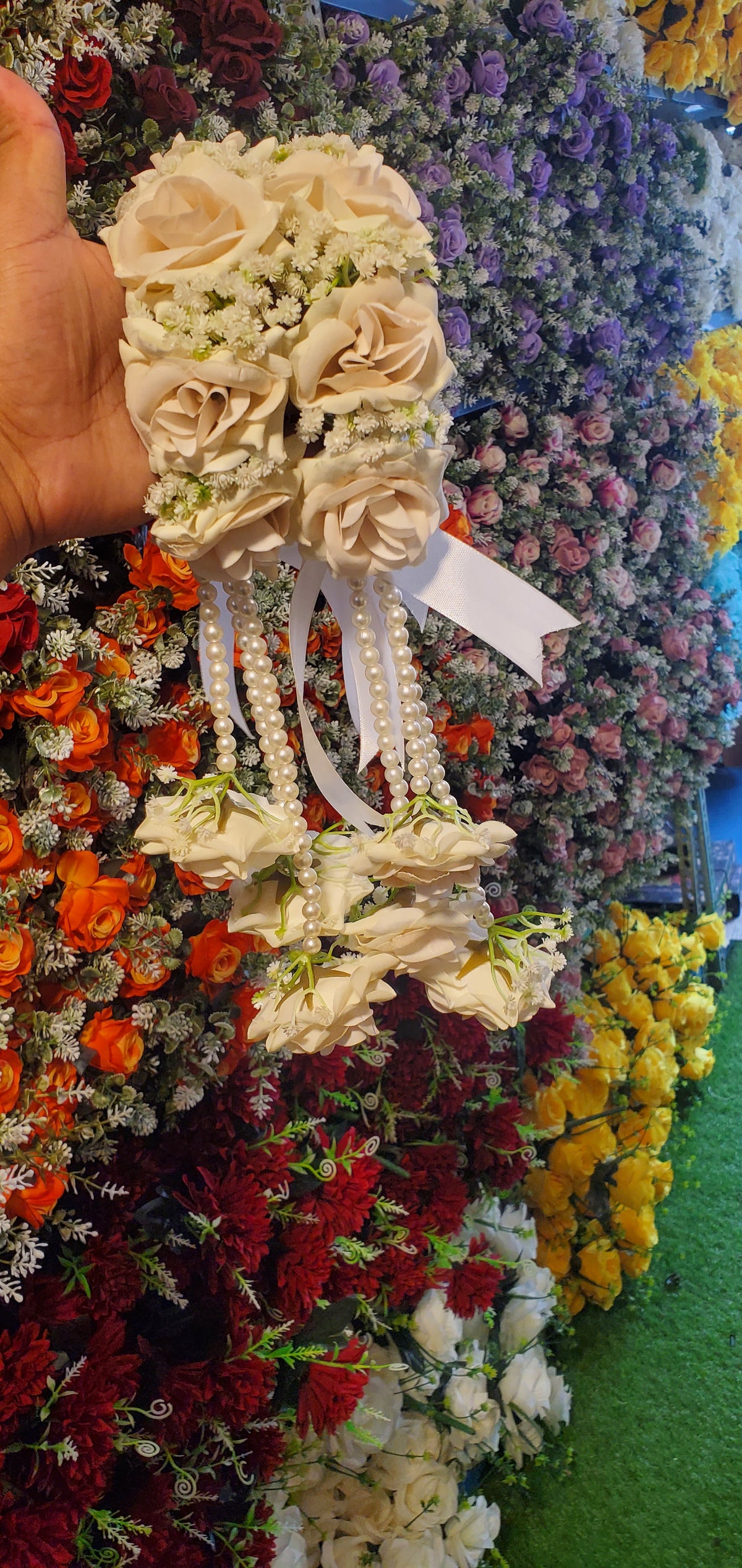 Creamy white artificial flower gajra